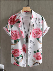 Floral Button Lapel Regular Shirts