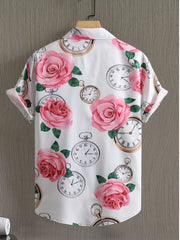 Floral Button Lapel Regular Shirts