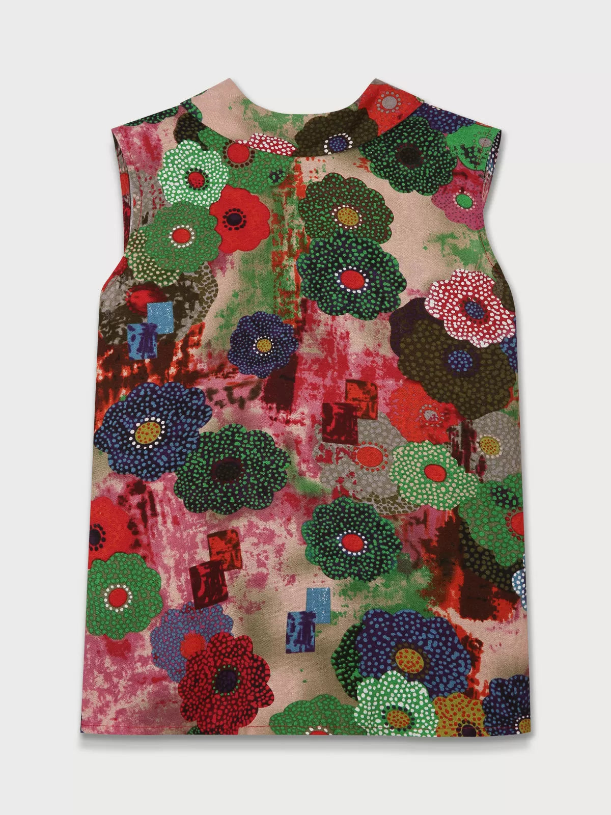 Floral Button Round Neck Tank