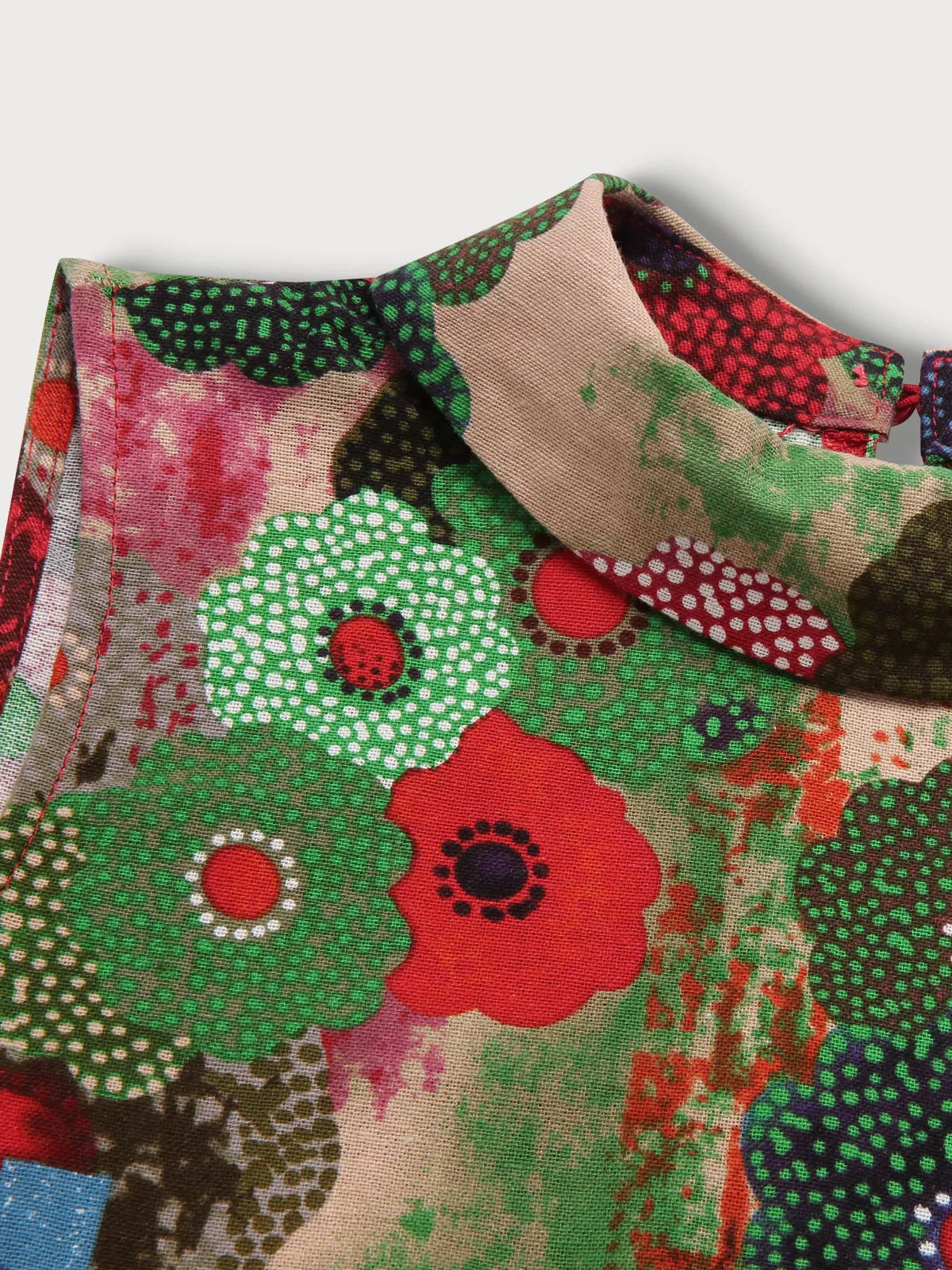 Floral Button Round Neck Tank