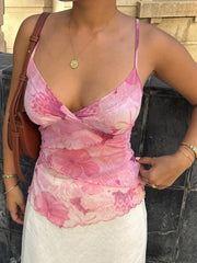 Floral Cut Out Spaghetti Strap Cami
