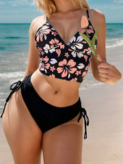 Floral Knot High Rise Spaghetti Strap Tankini