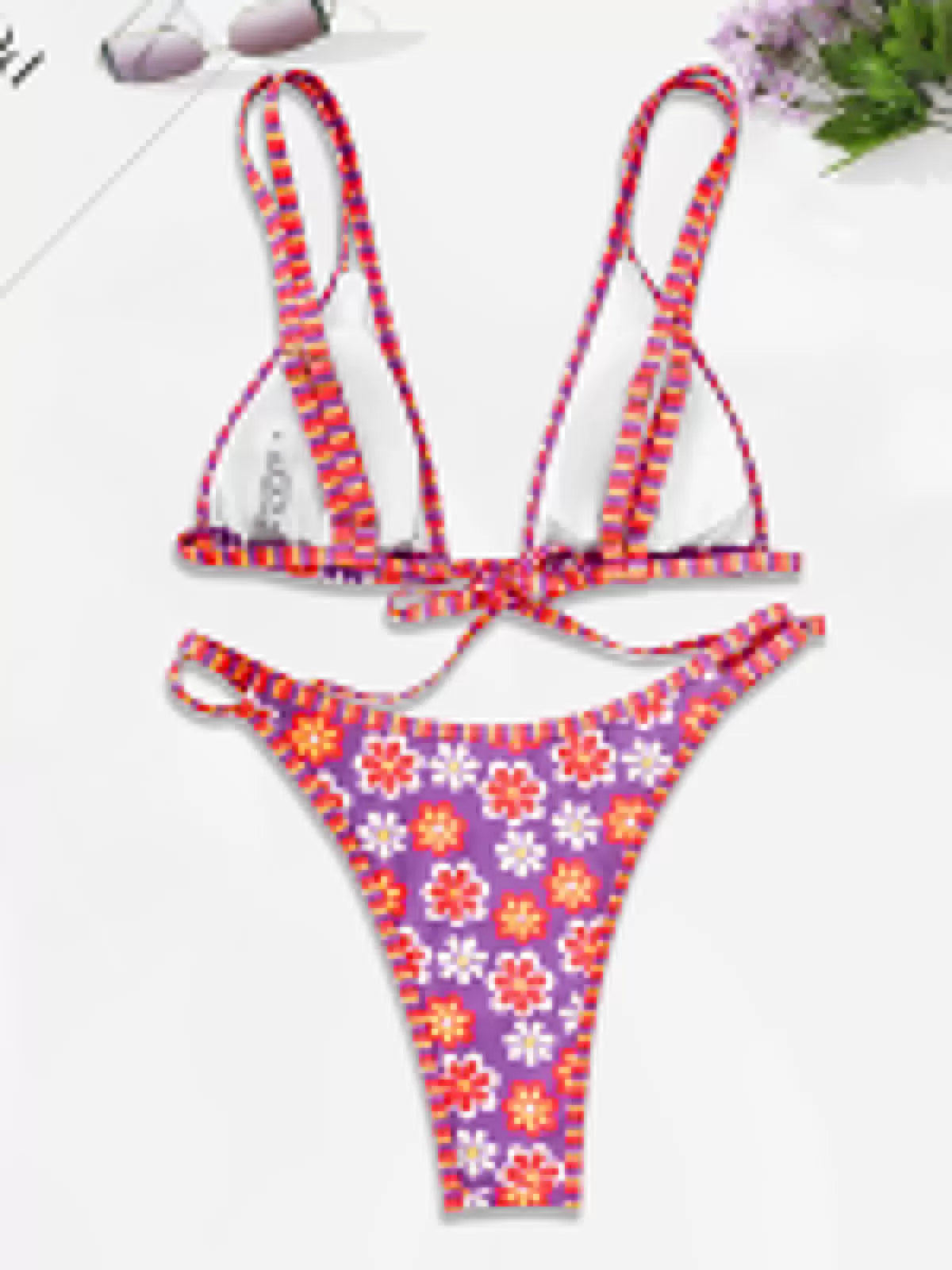 Floral Lace-up High Rise Bikini