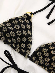 Floral Lace-up High Rise Halter Bikini