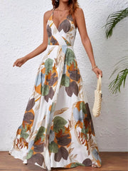 Plants Split Spaghetti Strap A-line Dress