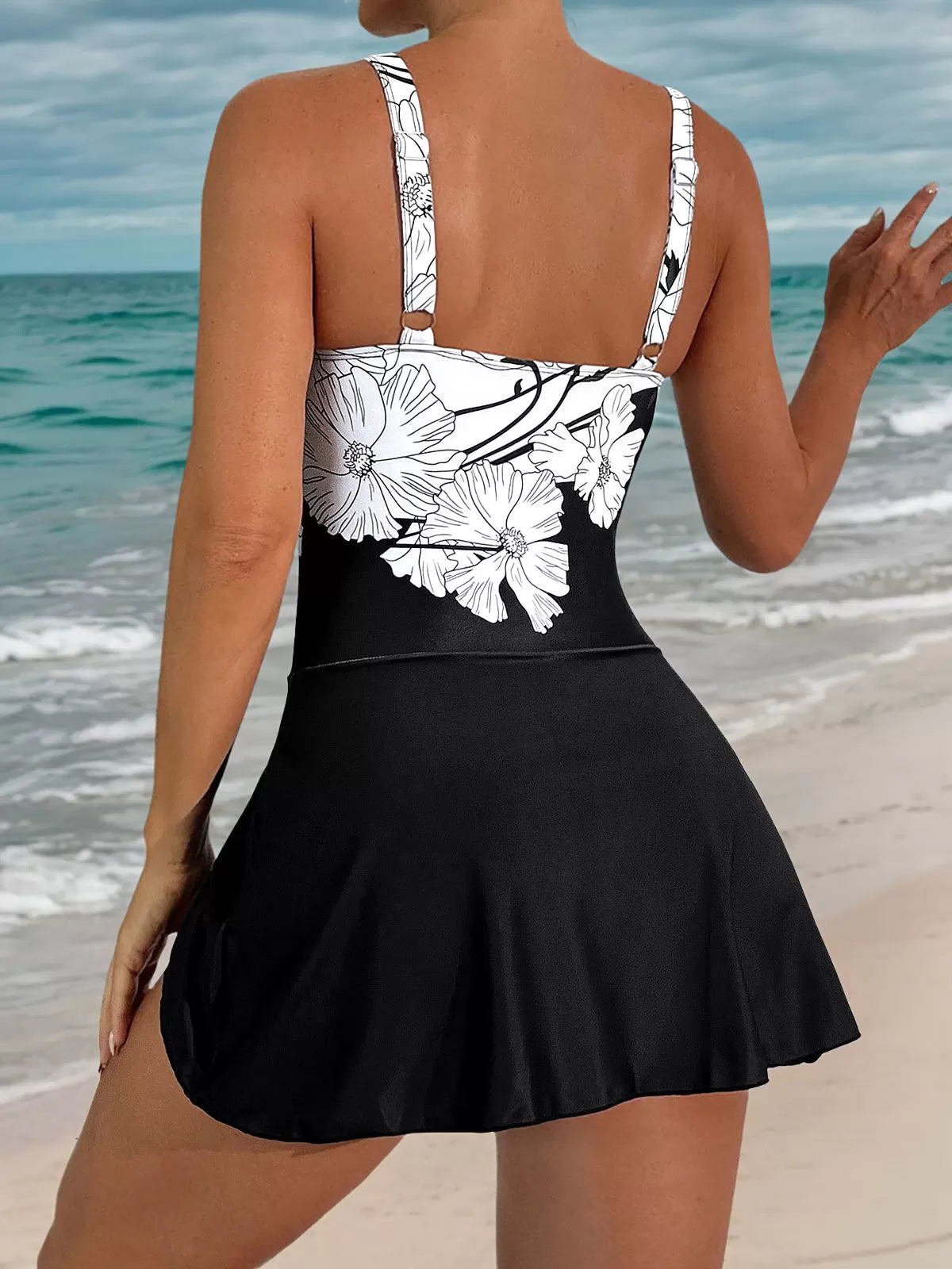 Floral Scoop Fabric One-piece