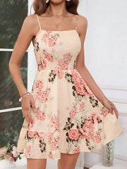 Floral Spaghetti Strap A-line Dress