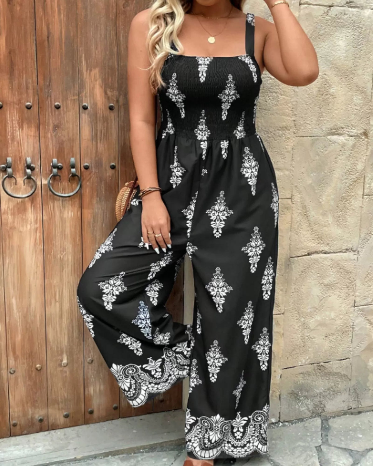 Boho Floral  Strap High Rise Jumpsuits