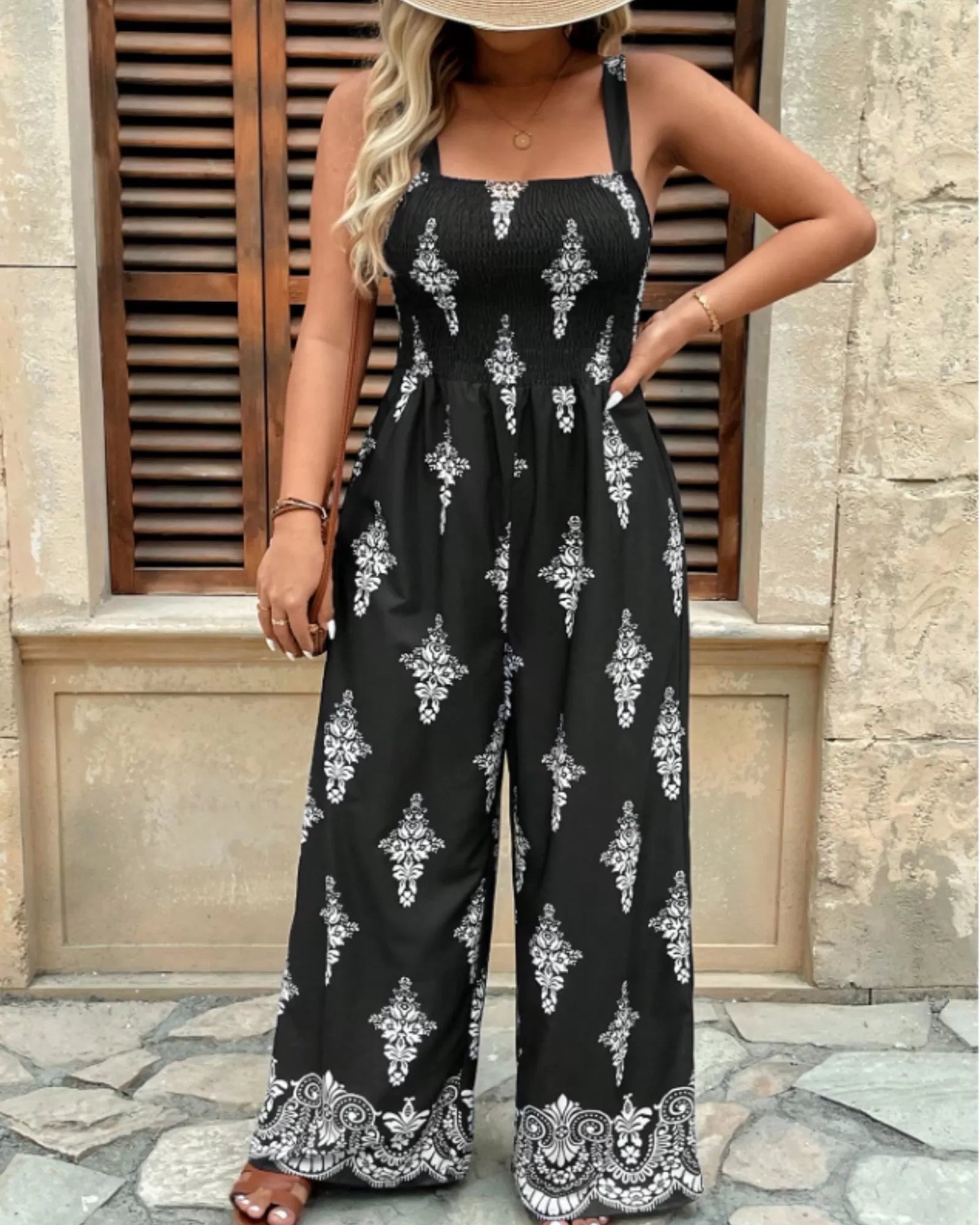 Boho Floral  Strap High Rise Jumpsuits