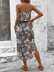 Floral Spaghetti Strap Slit Shift Dress