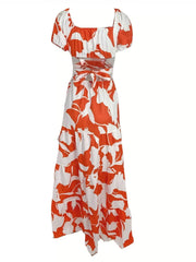 Floral Strapless Cold Shoulder Skater Long Dress