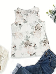 Floral Tie Dye V-neck Loose Fit Cami