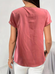 Floral V-neck Pink knitted T-shirt