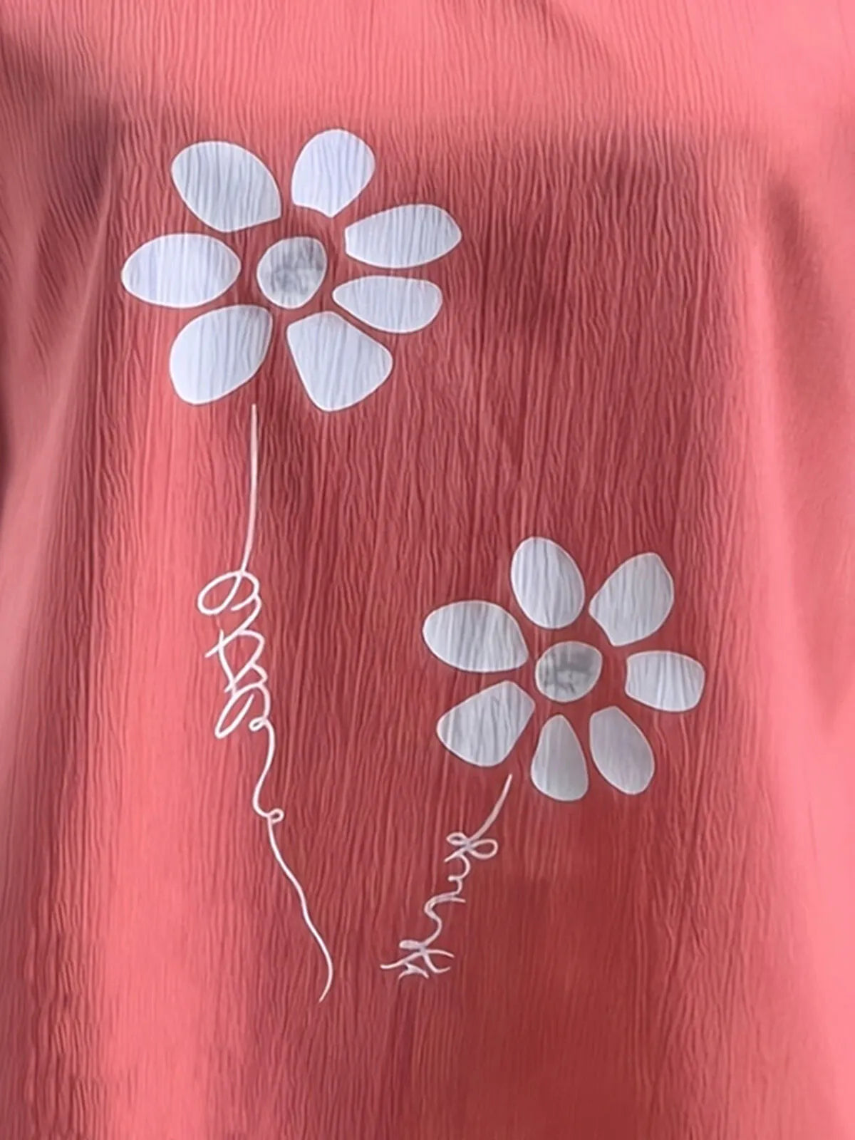 Floral V-neck Pink knitted T-shirt