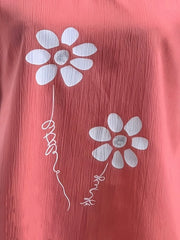 Floral V-neck Pink knitted T-shirt