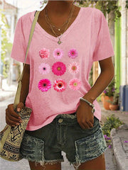 Floral V-neck Regular T-shirt