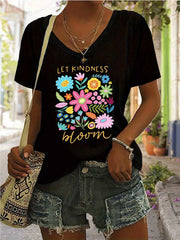 Floral V-neck Regular T-shirt