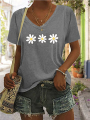 Floral V-neck Regular T-shirt