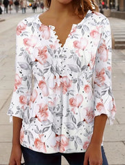 Floral V-neck T-shirt