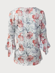 Floral V-neck T-shirt