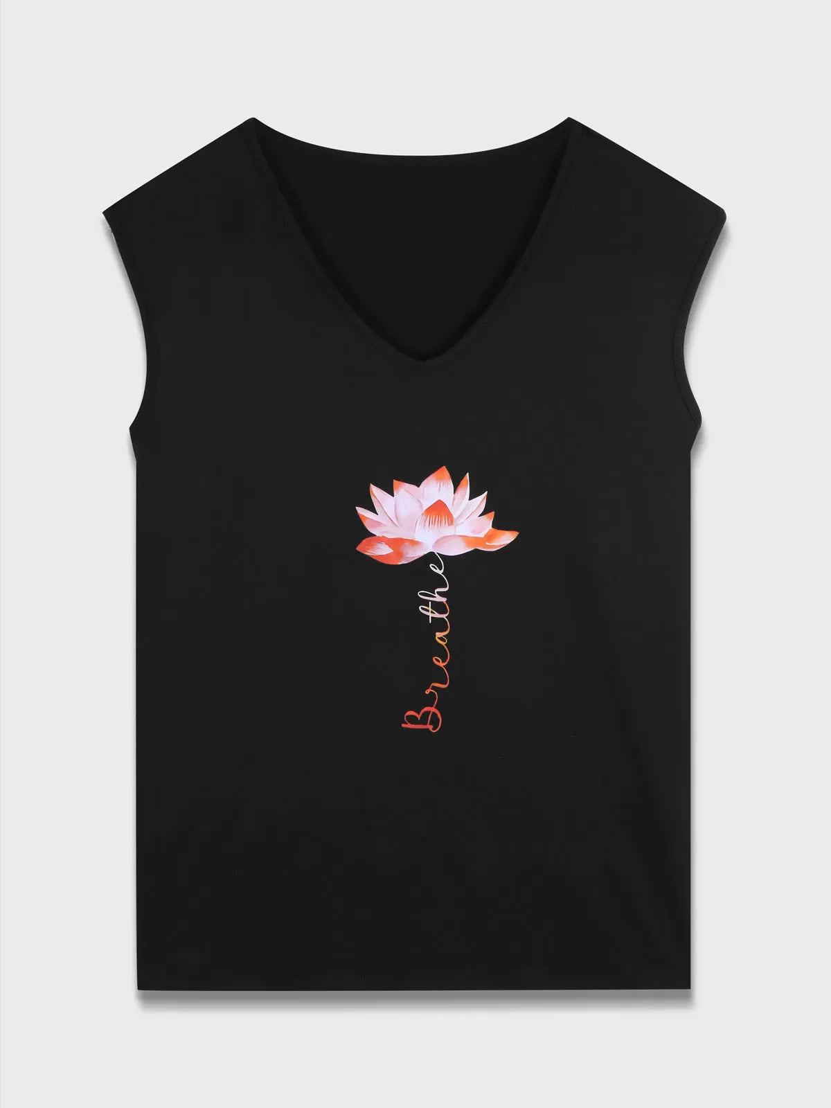 Lotus Print  V-neck Tank