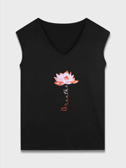 Lotus Print  V-neck Tank