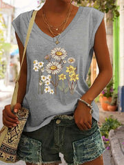 Floral V-neck Tank