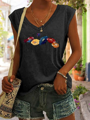 Floral V-neck Tank