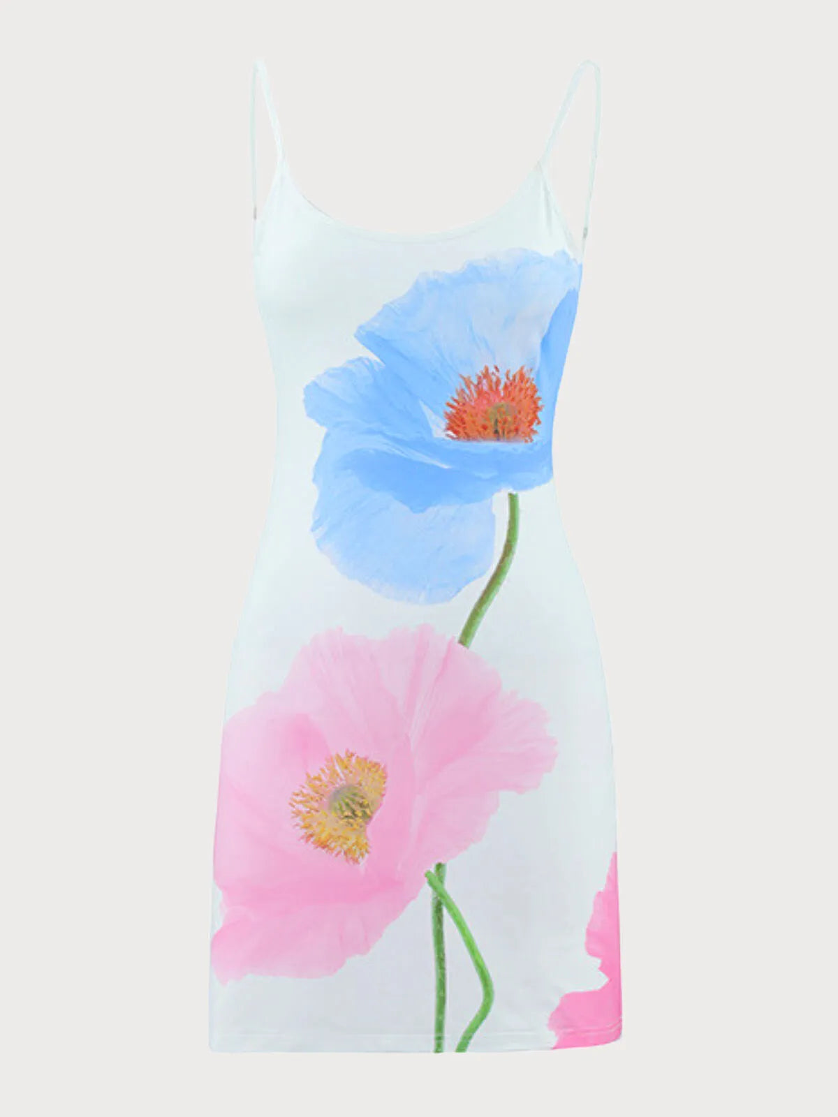 Floral Vacation Backless Spaghetti Strap Fitted Dress