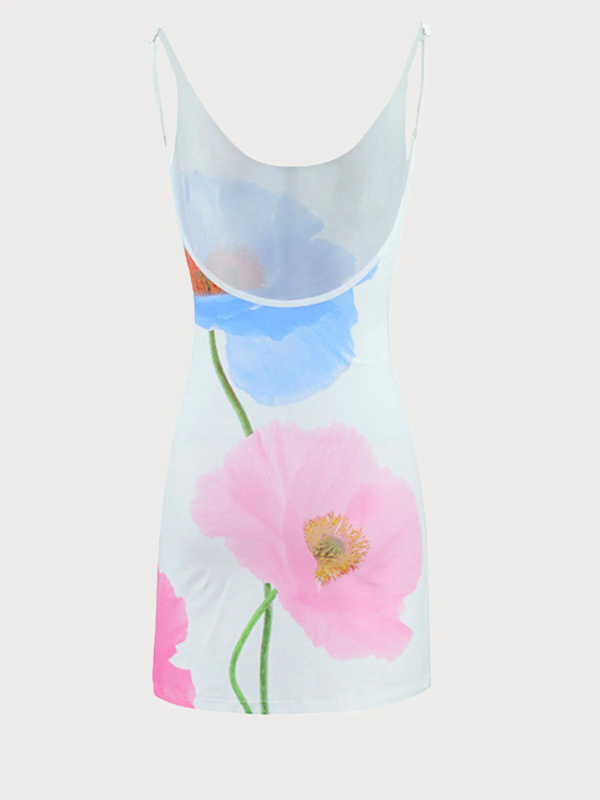 Floral Vacation Backless Spaghetti Strap Fitted Dress