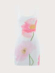 Floral Vacation Backless Spaghetti Strap Fitted Dress