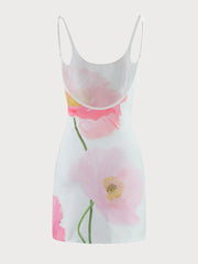 Floral Vacation Backless Spaghetti Strap Fitted Dress