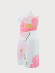 Floral Vacation Backless Spaghetti Strap Fitted Dress