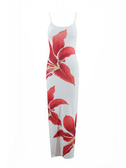 Floral Vacation Sexy Split Spaghetti Strap Fitted Dress