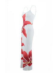Floral Vacation Sexy Split Spaghetti Strap Fitted Dress