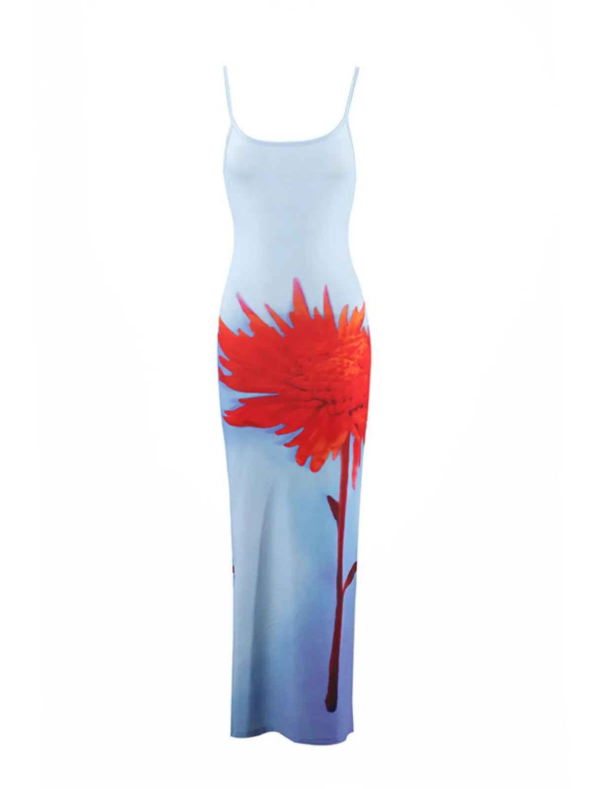 Floral Vacation Sexy Split Spaghetti Strap Fitted Dress