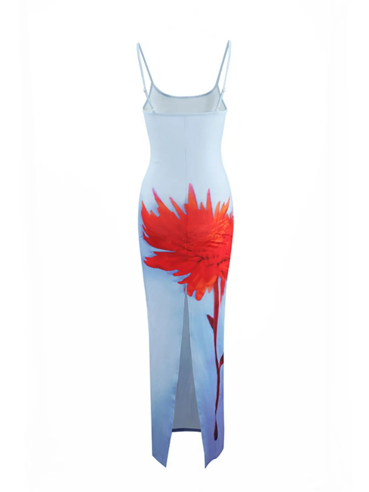 Floral Vacation Sexy Split Spaghetti Strap Fitted Dress