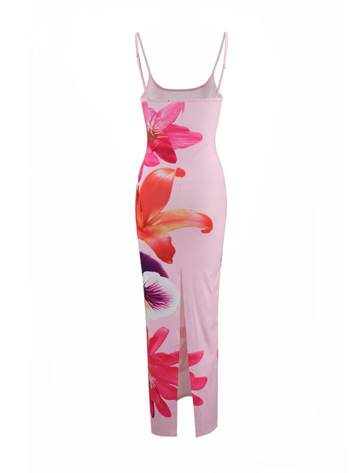 Floral Vacation Sexy Split Spaghetti Strap Fitted Dress