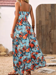 Floral Vacation Spaghetti Strap A-line Dress