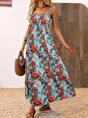 Floral Vacation Spaghetti Strap A-line Dress