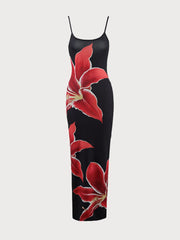 Floral Vacation Split Spaghetti Strap Bodycon Dress