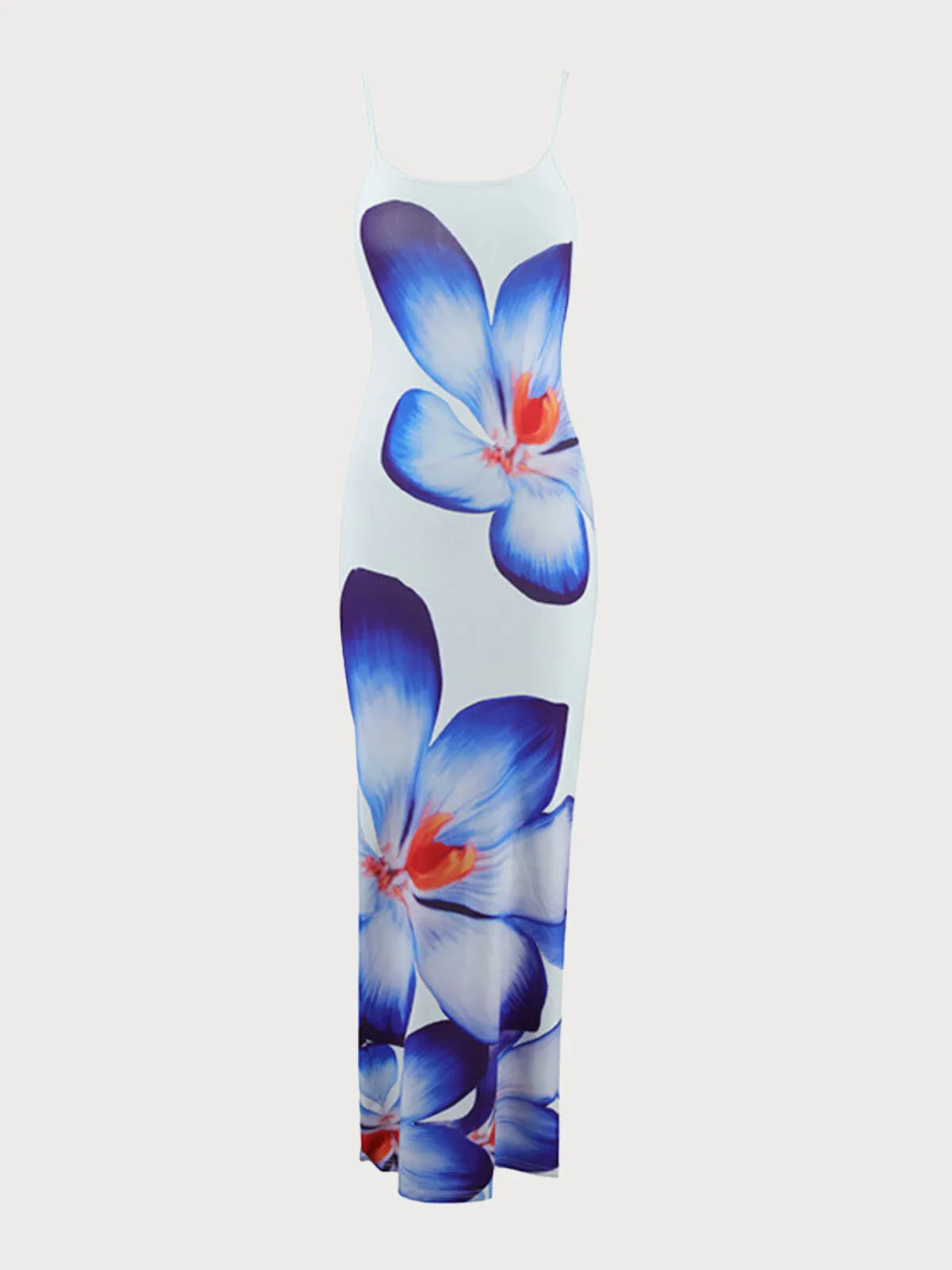 Floral Vacation Split Spaghetti Strap Fitted Dress