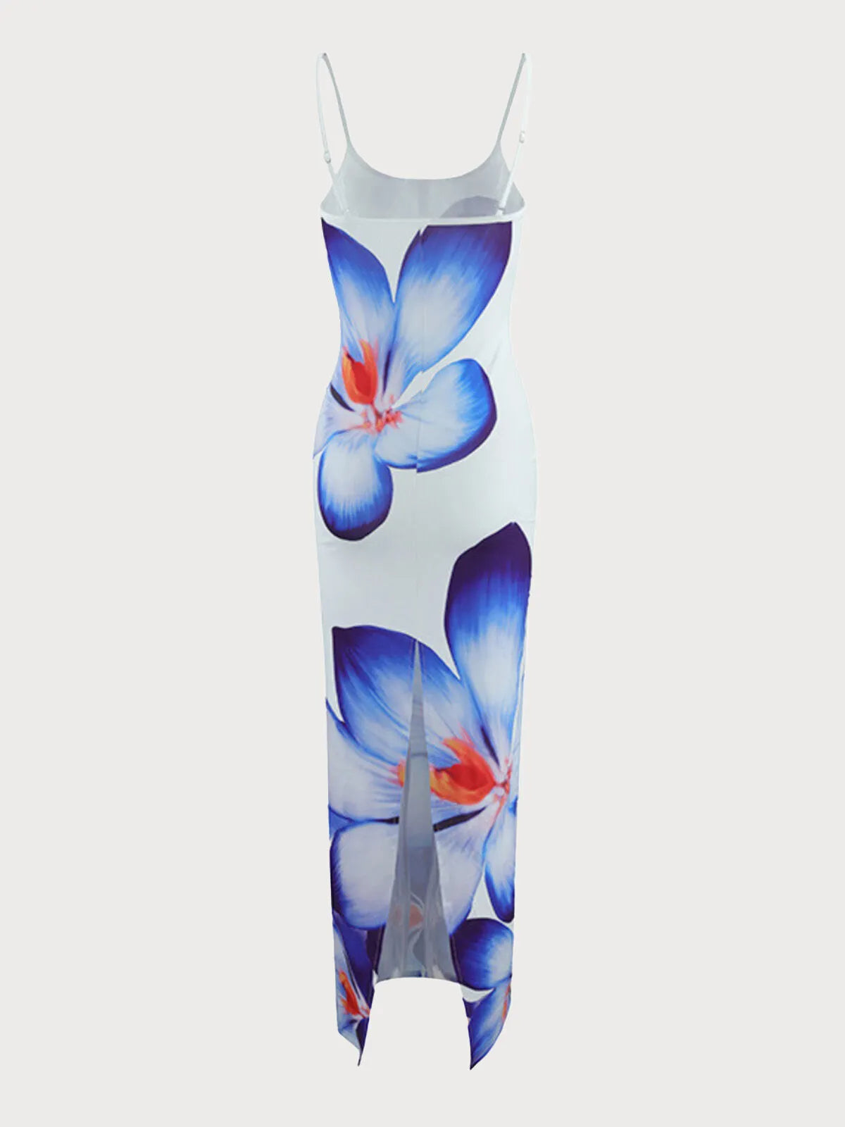 Floral Vacation Split Spaghetti Strap Fitted Dress