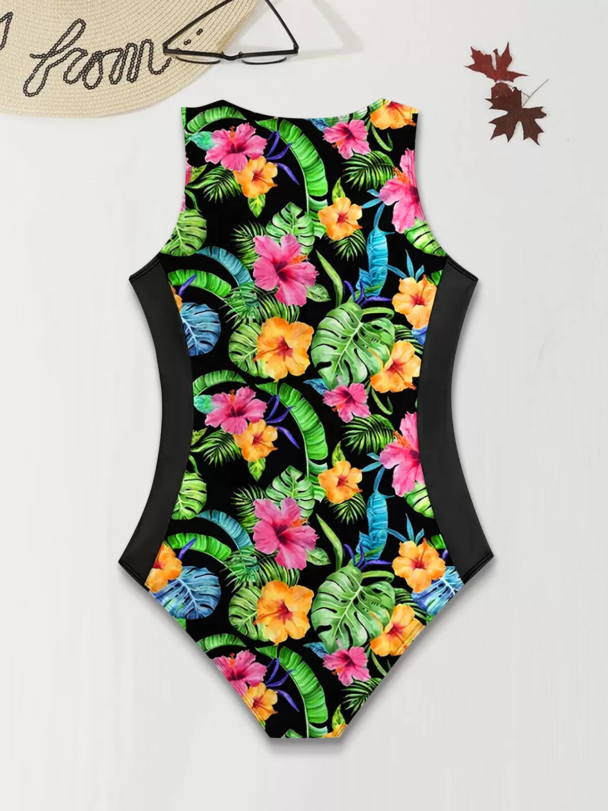 Floral Zipper Medium Rise One-piece