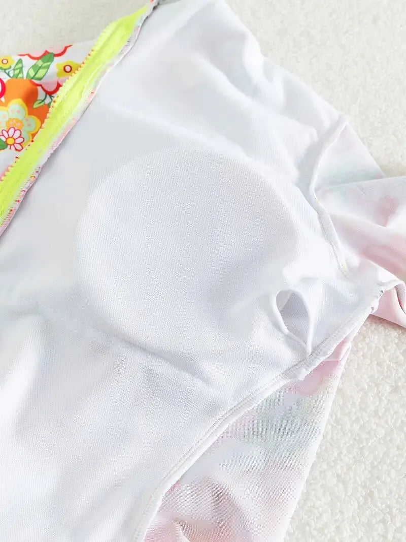 Floral Zipper Funnel Neck One-piece