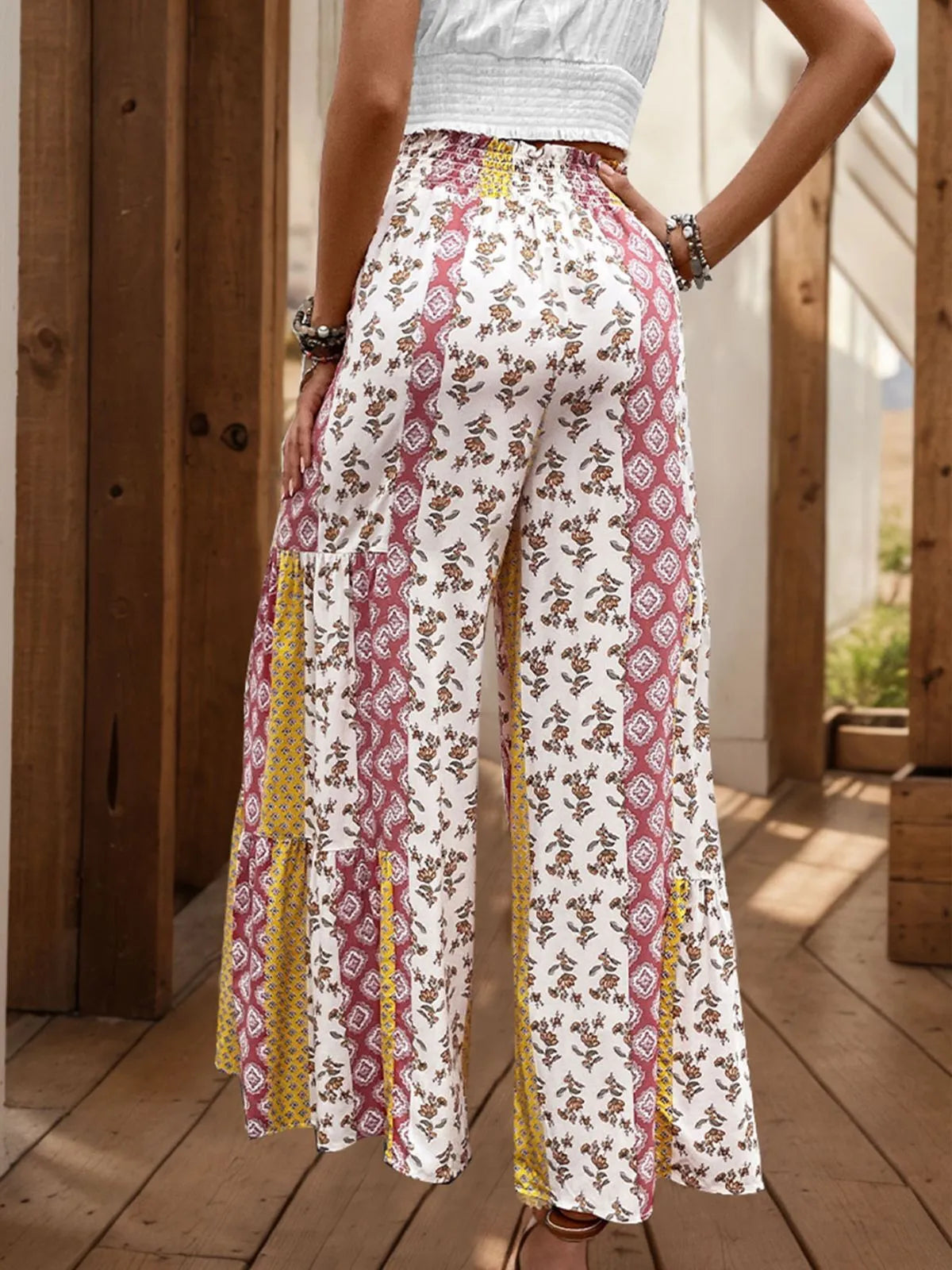 Flowy Vacation Geometric High Rise Palazzo Pants