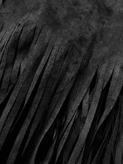 Fringe Round Neck Suedette Retro Vest Cardigan