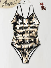 Geometric Cut Out Spaghetti Strap One-piece