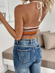 Geometric Lace-up Spaghetti Strap Cami