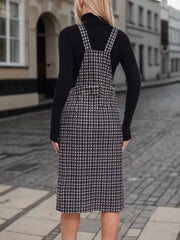 Gingham Plaid Button Suspender Cami Dress